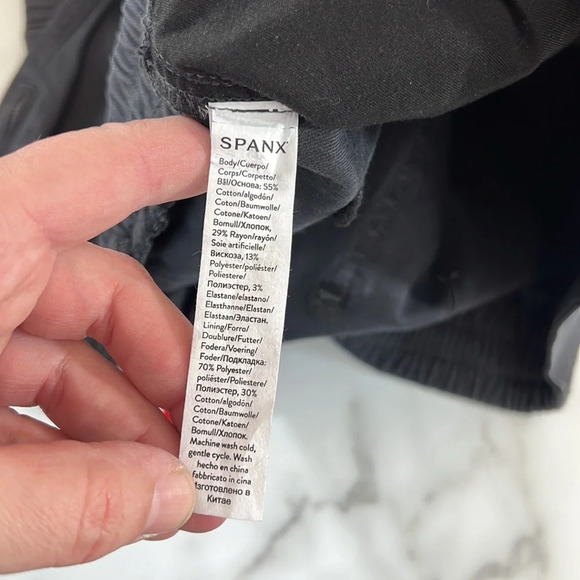 Spanx Pants Womens Large Gray Twill Cargo Jogger Ankle Zip Pull On Moto‎ - Picture 12 of 13